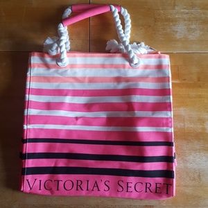 Victoria secret pink stripes tote bag